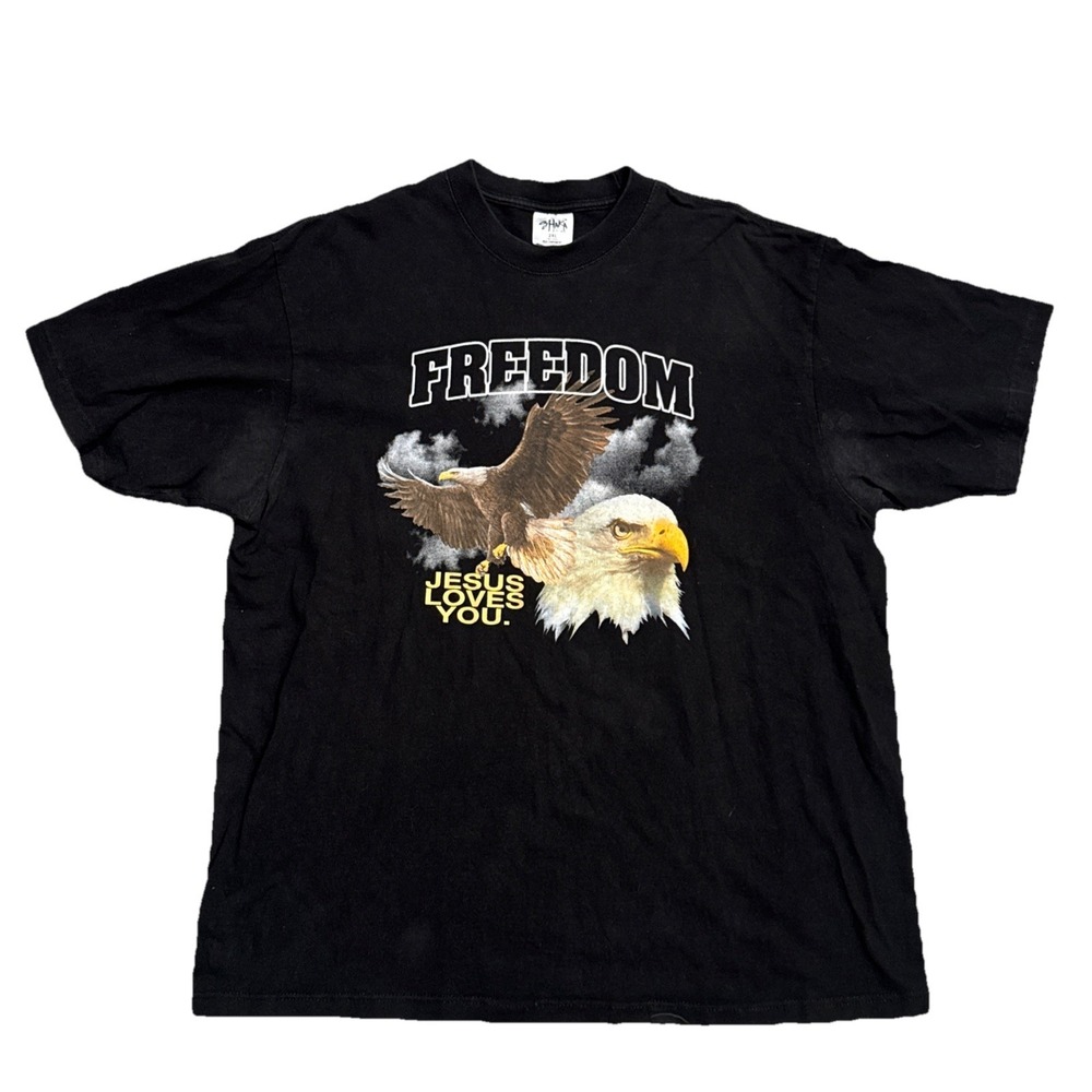 Shaka Wear Freedom Jesus Loves You Bald Eagle T-Shirt Mens 2XL